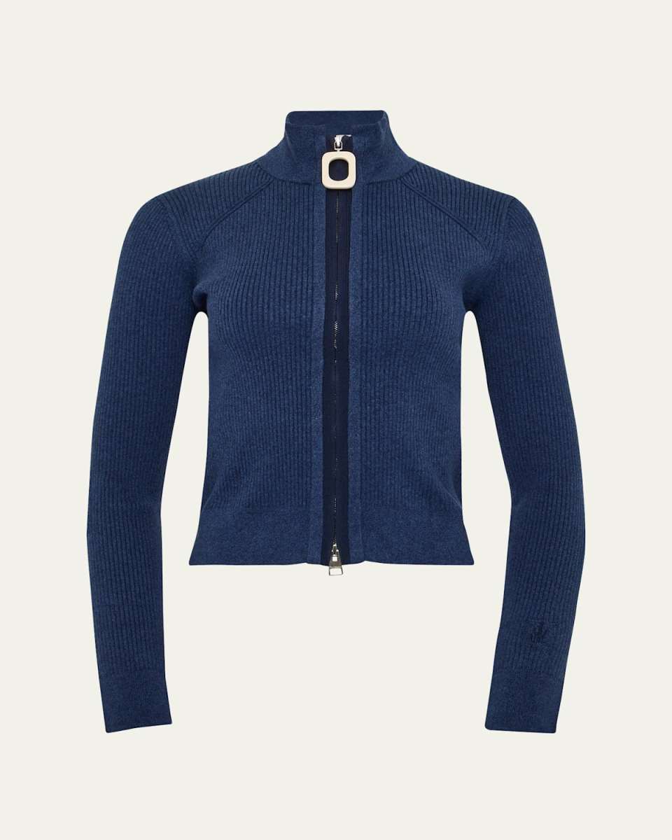 Fitted Zip-Up Cashmere Cardigan